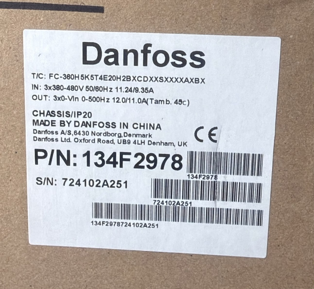 Danfoss VLT AutomationDrive FC 360 5.5 kW – 134F2978