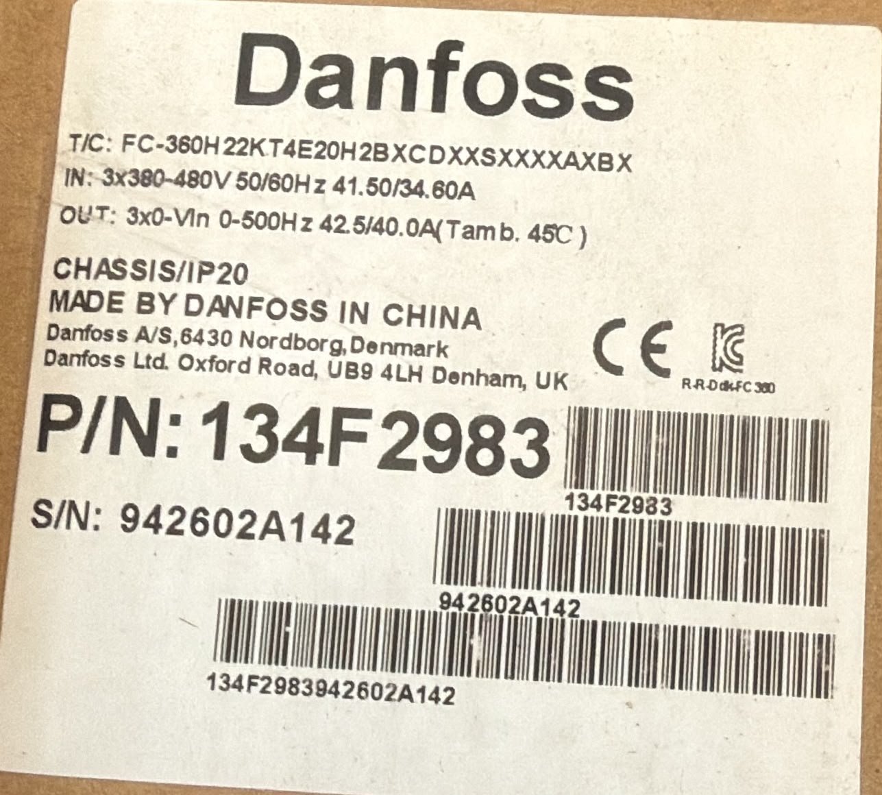 Danfoss VLT AutomationDrive FC 360 22 kW – 134F2983