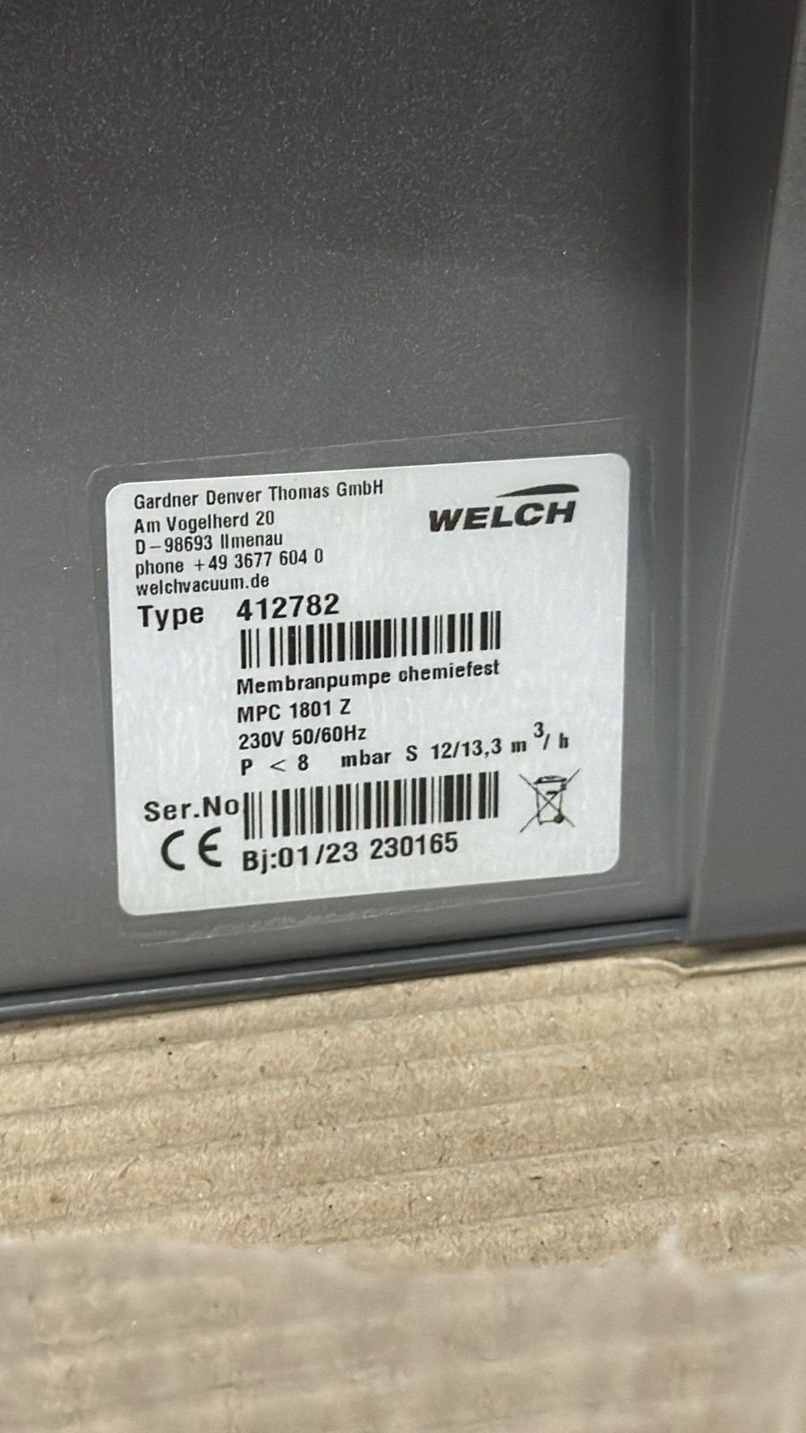 Welch Chemifest MPC 1801 Z Chemically Resistant Diaphragm Pump – 412782 - Image 9